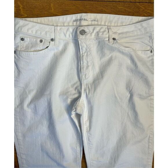 Michael Kors Women's Size 12 White Wide Leg Flared Jeans Pants Stretch - Picture 2 of 10